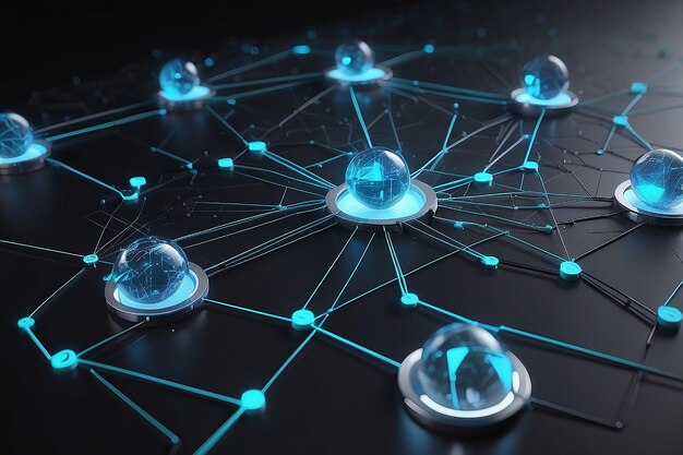 Renderización 3D del concepto de conexión y comunicación