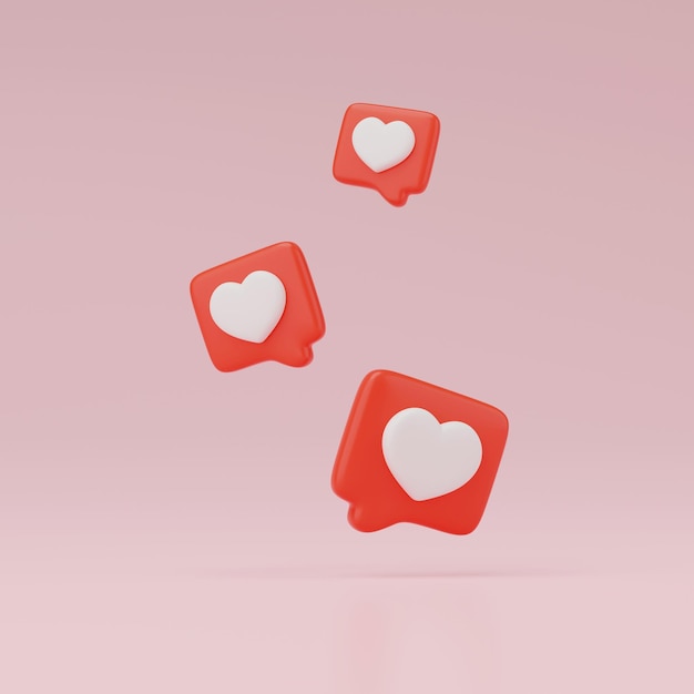 Renderización 3D del corazón en la burbuja de habla aislada en rosa