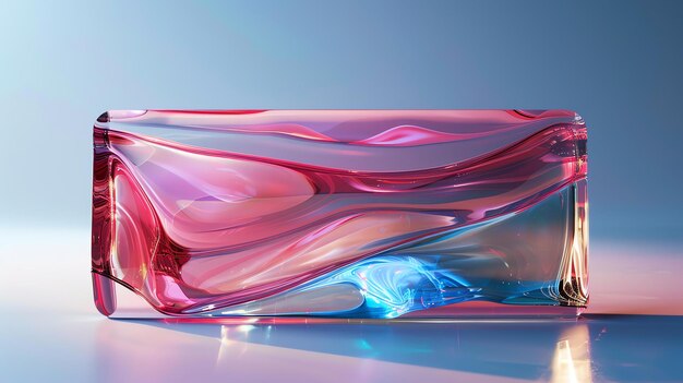 Renderización en 3D de un cristal translúcido rosa y azul