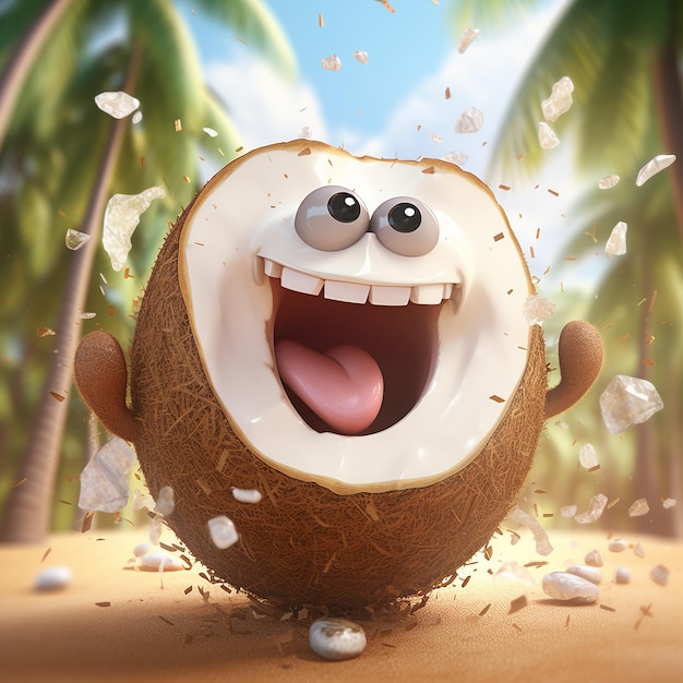 Renderización 3D de dibujos animados como el coco