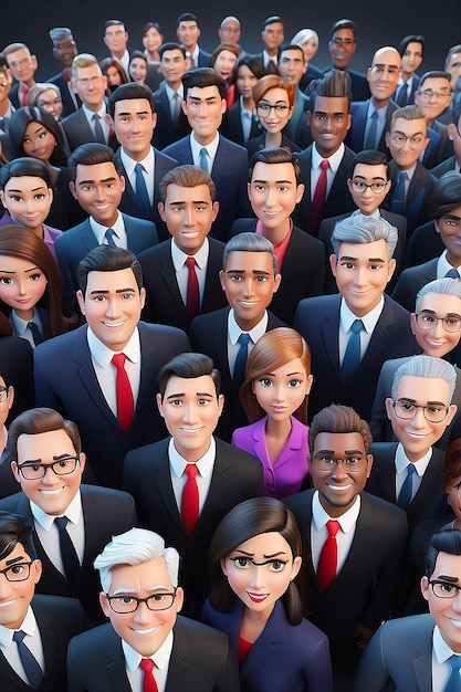 Renderización en 3D de dibujos animados como personas de negocios