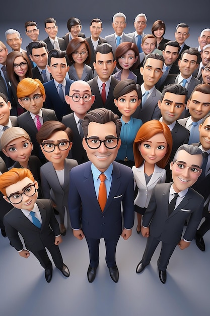 Renderización en 3D de dibujos animados como personas de negocios