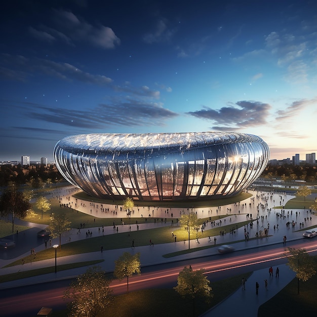 Foto renderización en 3d del edificio del estadio