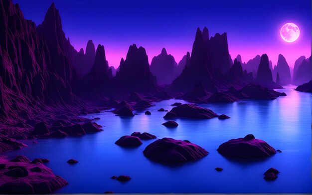Renderización 3D del entorno de rocas del desierto papel pintado en tono rosa