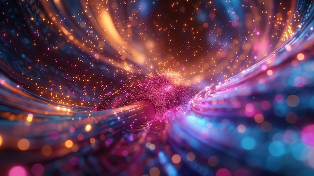 Renderización 3D de una escena abstracta con luces de colores papel tapiz UHD