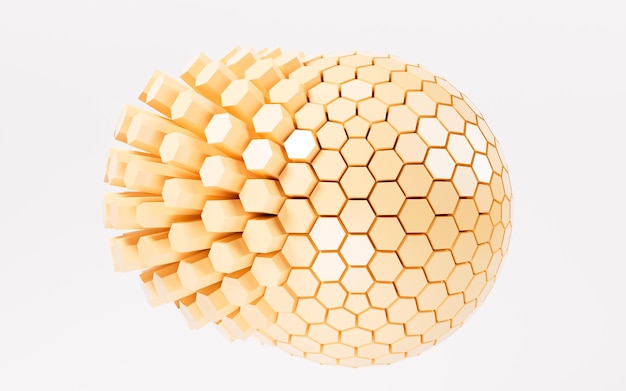 Renderización 3D de la esfera abstracta hexagonal