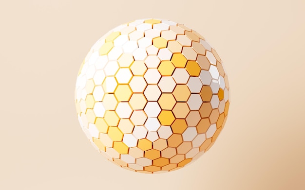 Renderización 3D de la esfera abstracta hexagonal