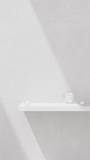Renderización 3D de un espacio de exhibición de podio blanco vacío para el conjunto de maqueta de producto contra un mínimo
