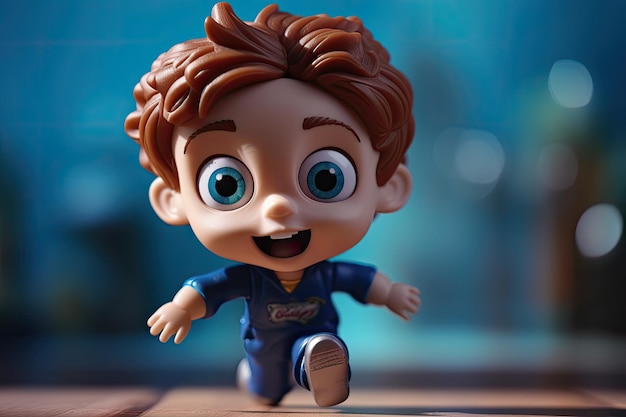 Renderización 3D en estilo de dibujos animados que representa a un niño