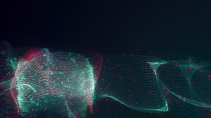 Foto renderización 3d de la estructura abstracta de los puntos entrelazados