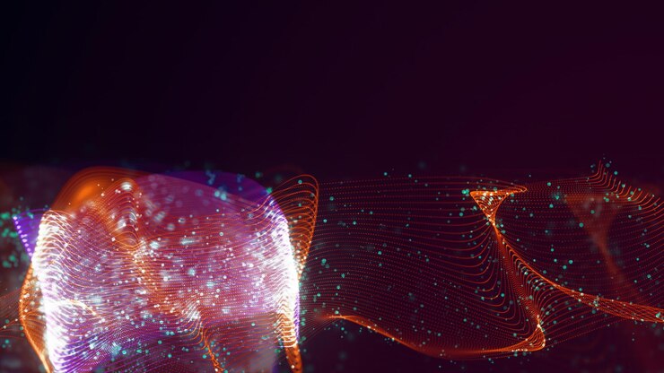 Foto renderización 3d de la estructura abstracta de los puntos entrelazados