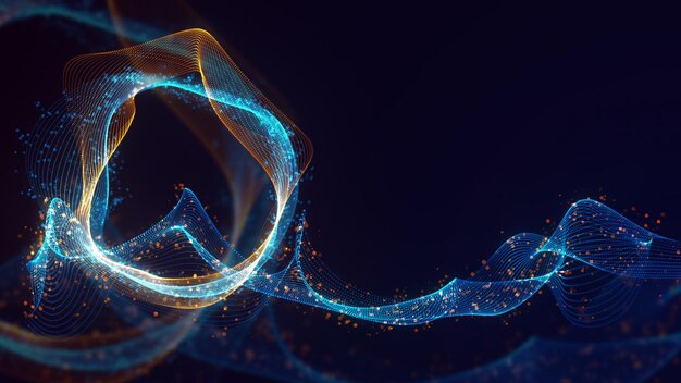 Renderización 3D de la estructura abstracta de los puntos entrelazados