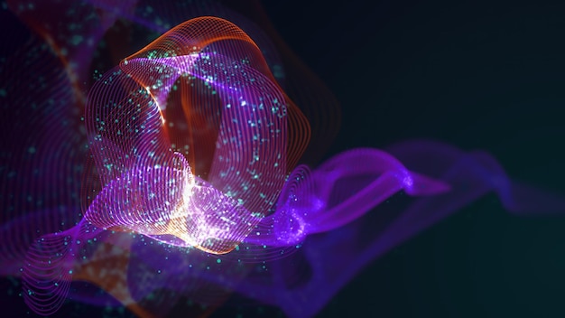 Renderización 3D de la estructura abstracta de los puntos entrelazados