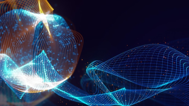 Renderización 3D de la estructura abstracta de los puntos entrelazados