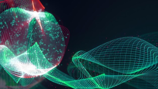 Renderización 3D de la estructura abstracta de los puntos entrelazados