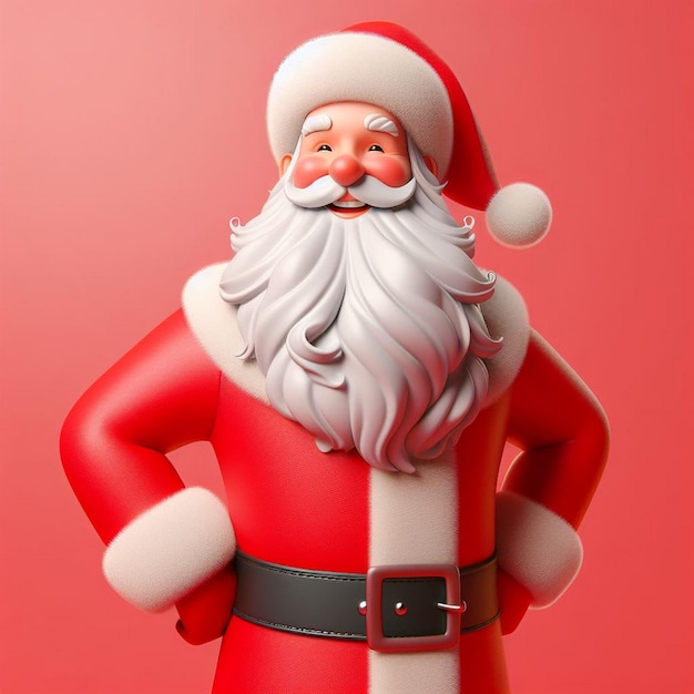 Renderización en 3D de un feliz Papá Noel Carácter en 3D de Papá Noel