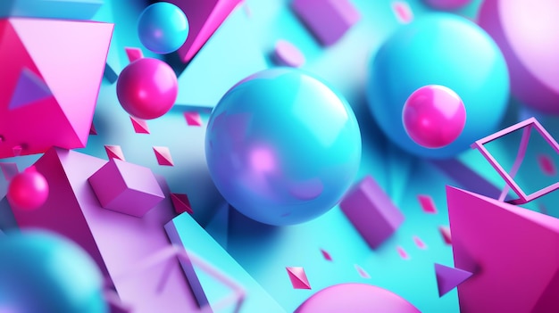 Foto renderización 3d de un fondo abstracto colorido con formas geométricas
