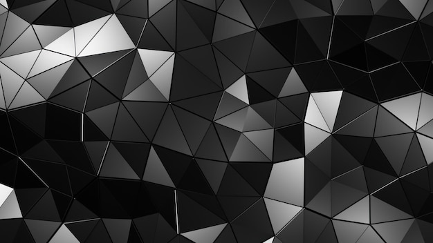 Renderización en 3D de un fondo geométrico oscuro y abstracto