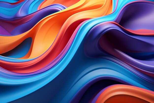 Renderización 3D de fondo ondulado colorido Generado por Ai