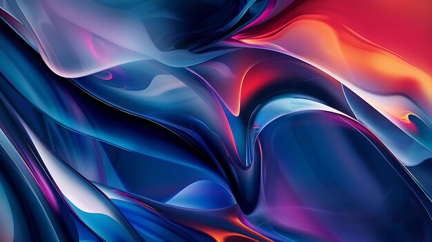Renderización 3D de formas fluidas abstractas, coloridas y vibrantes
