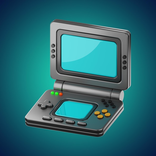 Renderización 3D del icono de la consola de juegos premium en un fondo aislado