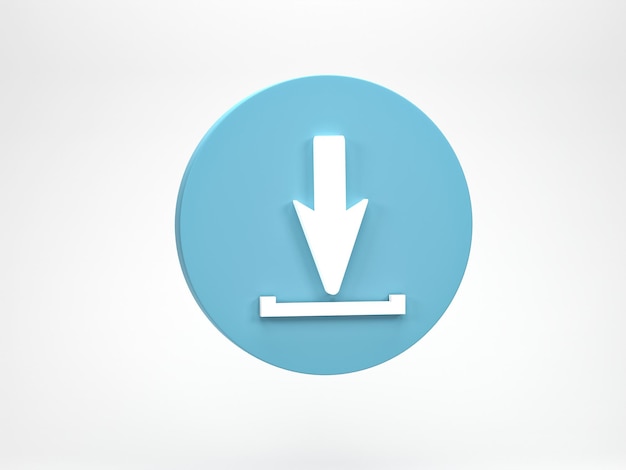 Renderización 3D Icono de descarga de ilustración 3D aislado en fondo blanco Elemento de diseño para el sitio web, las redes sociales y la presentación