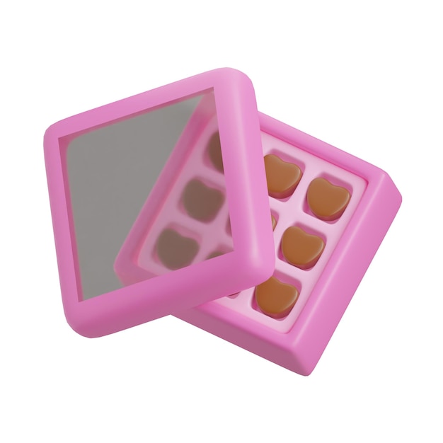 Foto renderización en 3d del icono del día de san valentín de la caja de chocolate aislado sobre un fondo blanco.