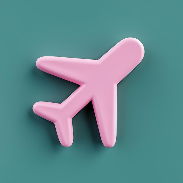 Renderización 3D del icono de viaje en avión