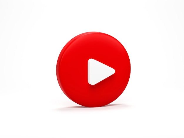 Renderización 3D Ilustración 3D Reproducir el icono de video aislado en fondo blanco Concepto de reproductor de video botón de reproducción de página web o transmisión