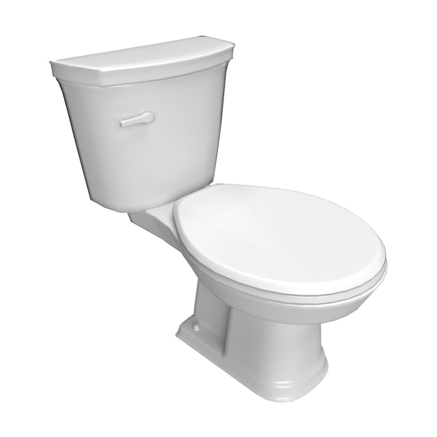 Renderización 3D del inodoro sobre un fondo blanco