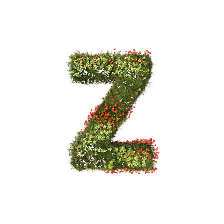 Foto renderización en 3d de la letra del alfabeto vegetal