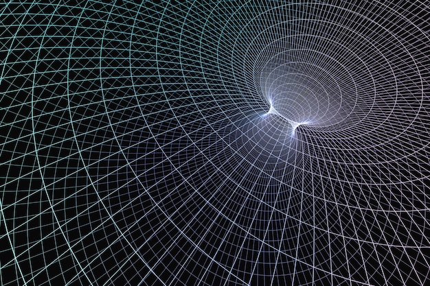 Renderización 3D de líneas curvas con fondo oscuro