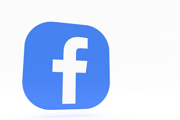 Renderización 3D del logotipo de la aplicación de Facebook en un fondo blanco