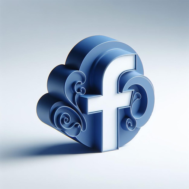Renderización 3D del logotipo de Facebook en un fondo blanco