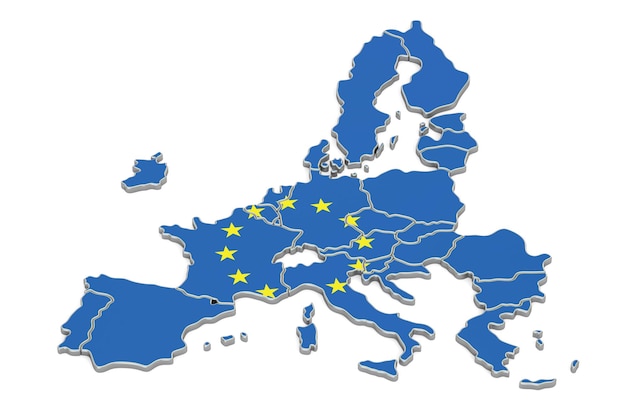 Renderización 3D del mapa de la Unión Europea