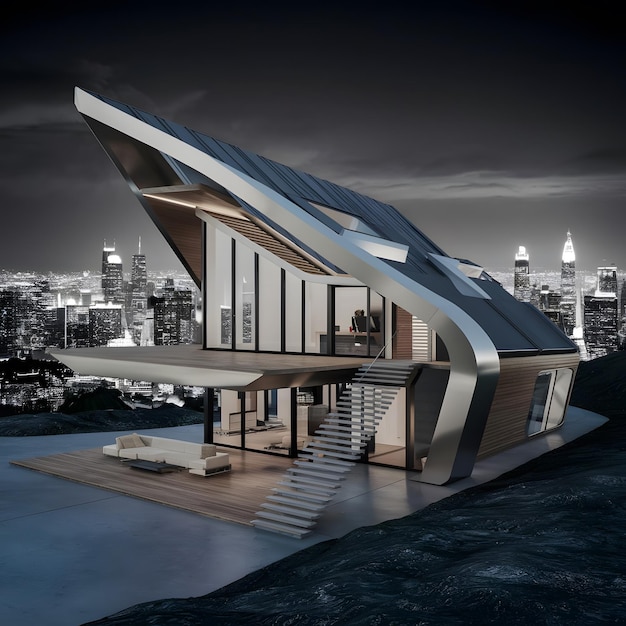 Renderización en 3D del modelo de la casa