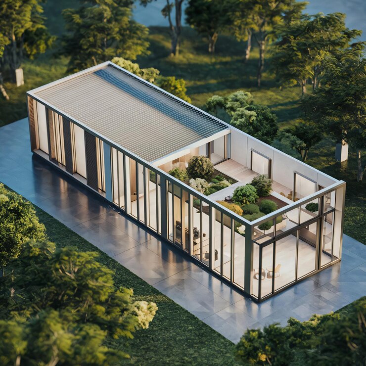 Renderización en 3D del modelo de la casa