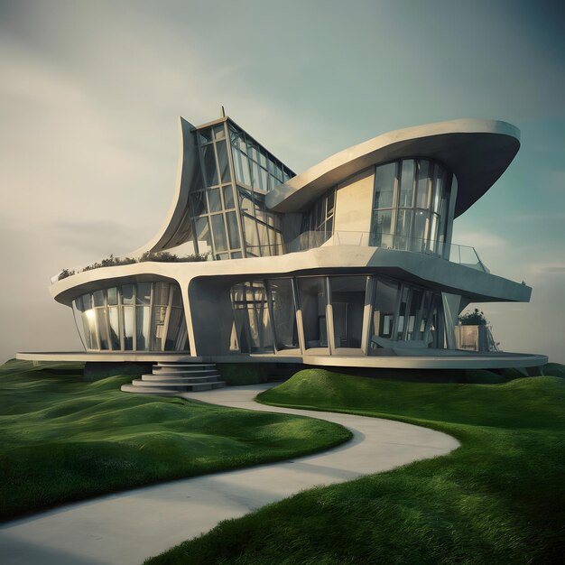 Renderización en 3D del modelo de la casa