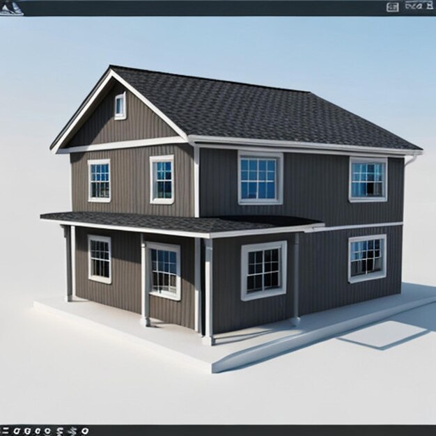 Renderización en 3D del modelo de la casa