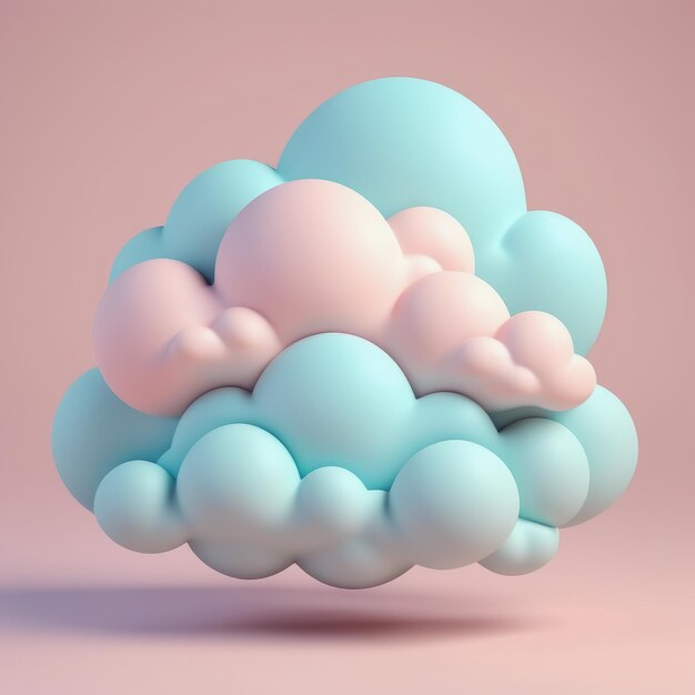 Renderización 3D de una nube con un fondo rosa imagen digital de computadora Renderización 3D de una nube