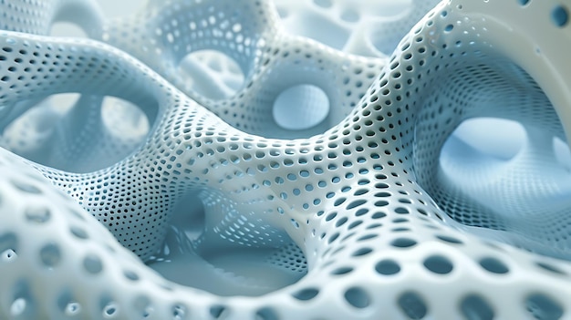 Renderización 3D orgánica abstracta de una estructura porosa que se asemeja a un coral o un hueso