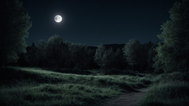 Foto renderización en 3d de un paisaje nocturno en la luna