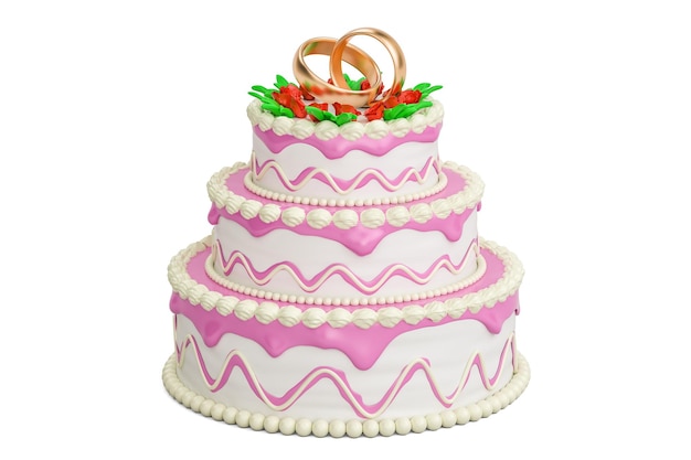 Renderización 3D del pastel de bodas