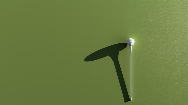 Foto renderización 3d de una pelota de golf en un tee la pelota es blanca y el tee es marrón la pelota está sentada en una superficie verde