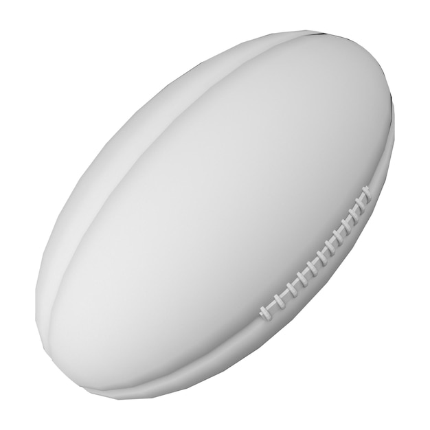 Foto renderización 3d de una pelota de rugby sobre un fondo blanco