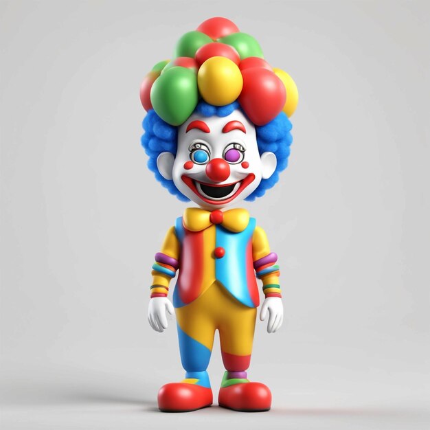 Foto renderización 3d de un personaje de dibujos animados con un disfraz de payaso aislado sobre un fondo blanco