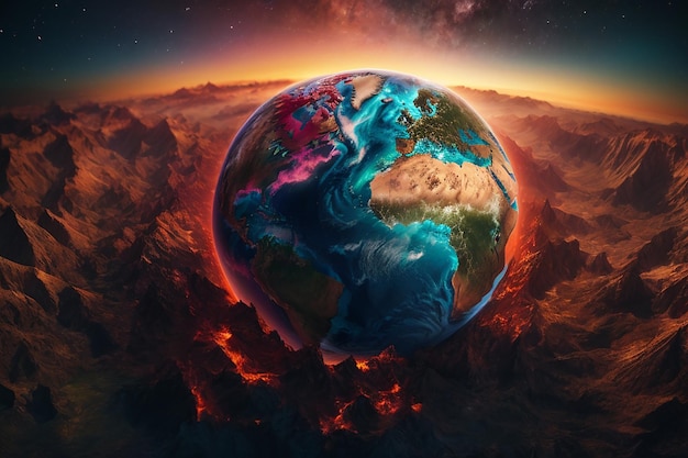 Renderización en 3D del planeta Tierra