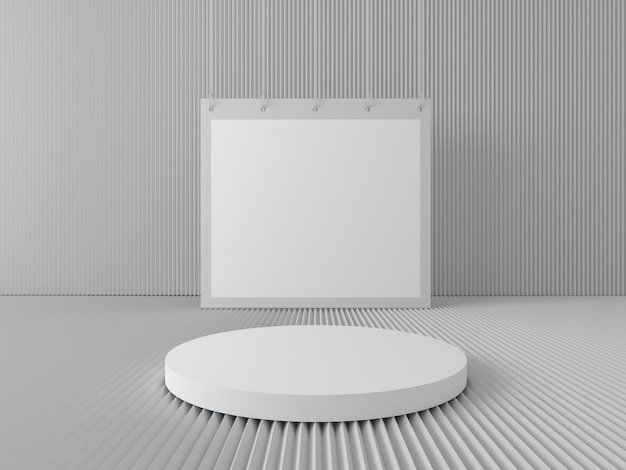 Renderización 3D del podio circular para mostrar el producto y el espacio para el texto en monocomo