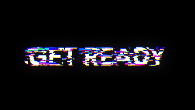 Renderización 3D preparar texto con efectos de pantalla de fallas tecnológicas