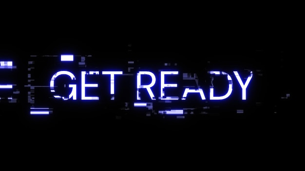Renderización 3D preparar texto con efectos de pantalla de fallas tecnológicas